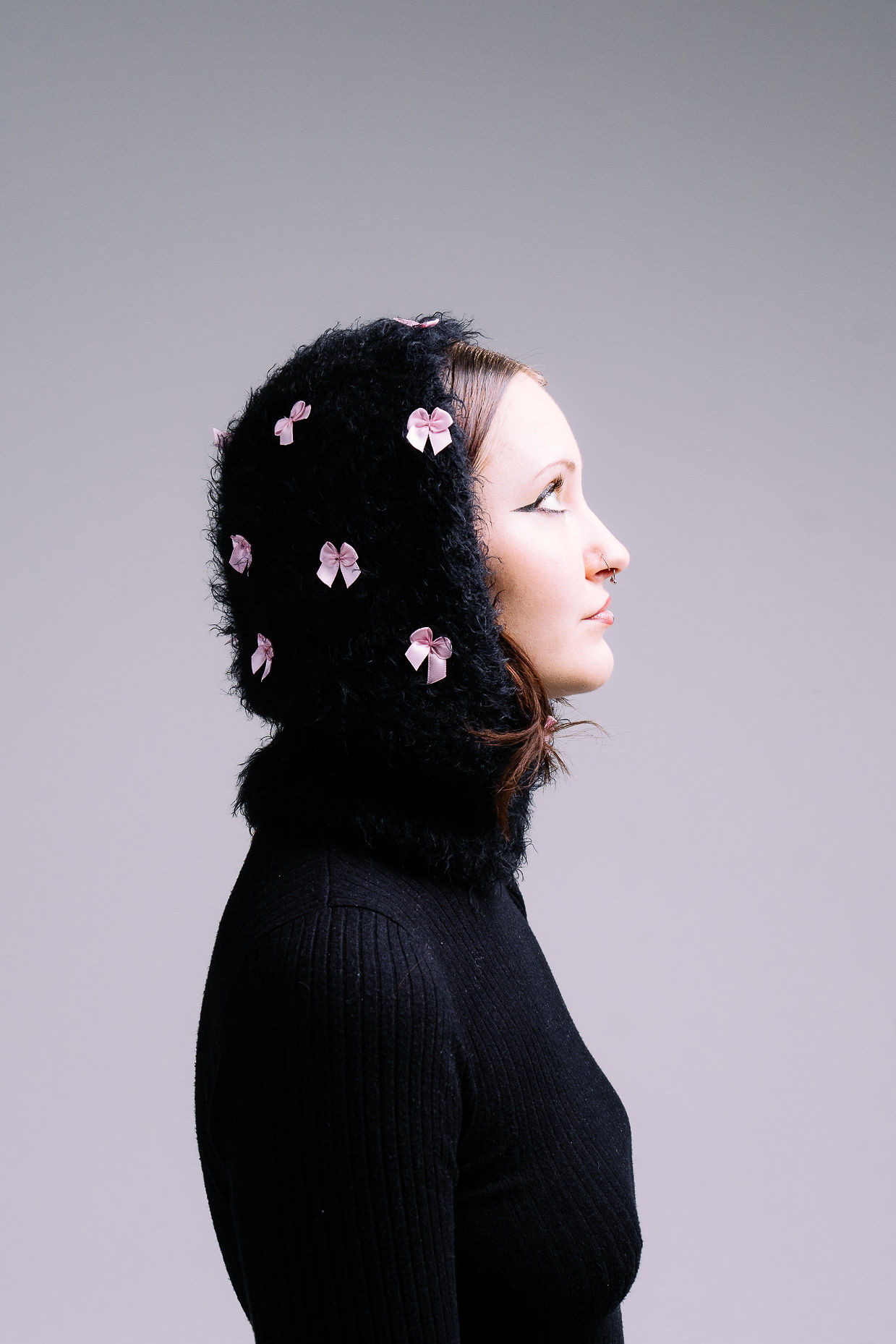 Black Balaclava with Pink Bows