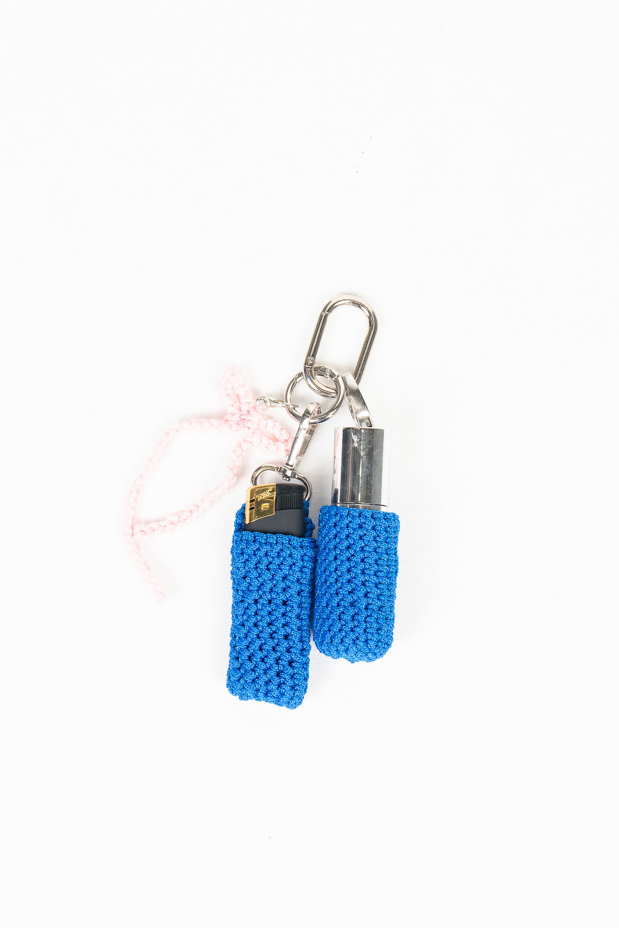 Keychain with Lighter Case, Lipgloss Case & Bow – Royal Blue